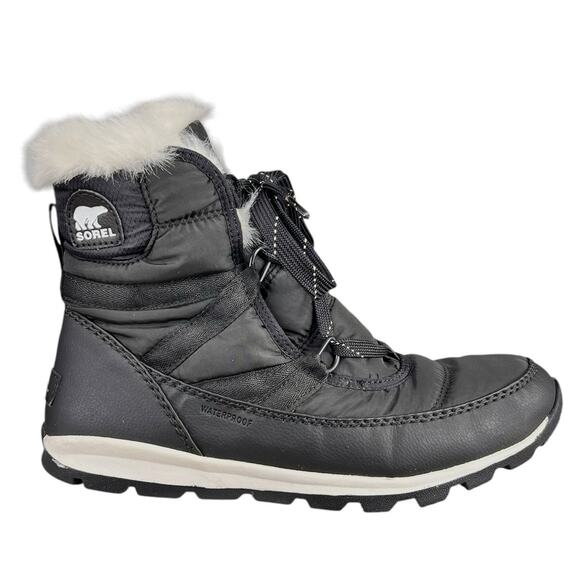 Sorel Unisex Kids Black Whitney Short Lace Up Snow Boots US 6 - Picture 1 of 10